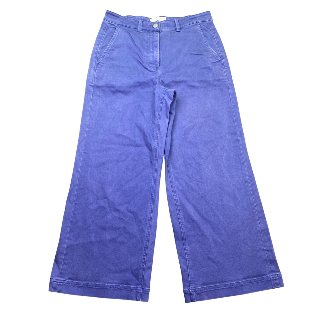 Everlane Womens Wide Leg Crop Pant Size 10 Blue High Rise Stretch Chino Skater